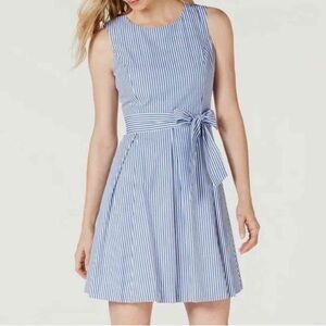 Blue Striped Sleeveless Dress